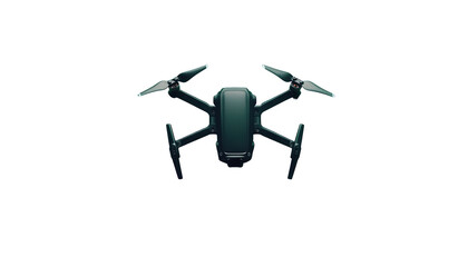 Dark-green drone, four propellers, aerial view