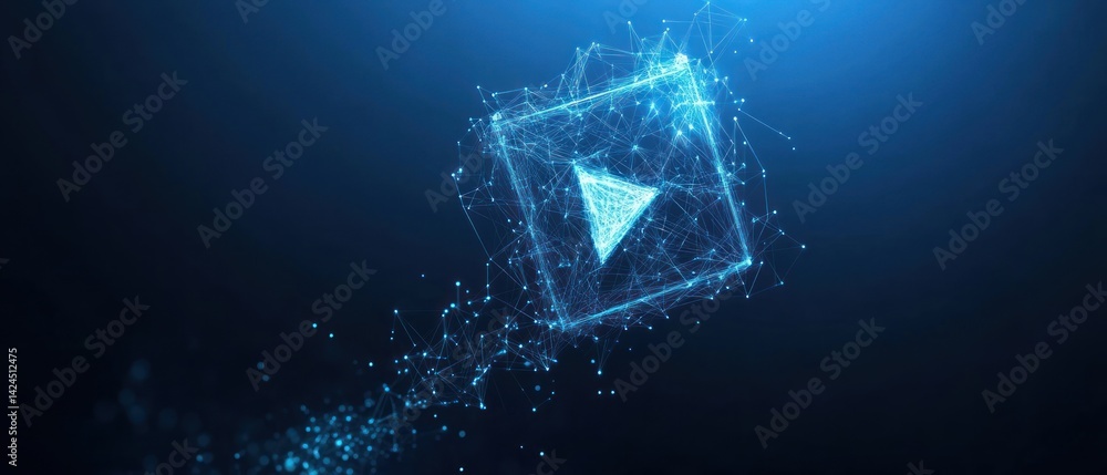 Poster abstract play button digital cube
