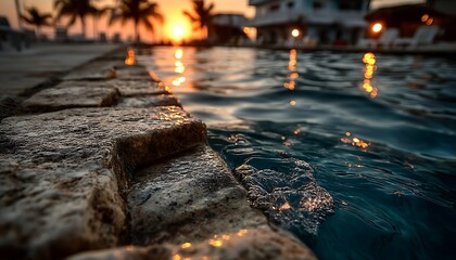 Sunset poolside tranquility
