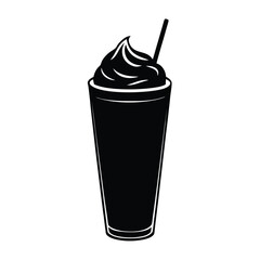 A Glass of Iced Coffee Topped with Whipped Cream