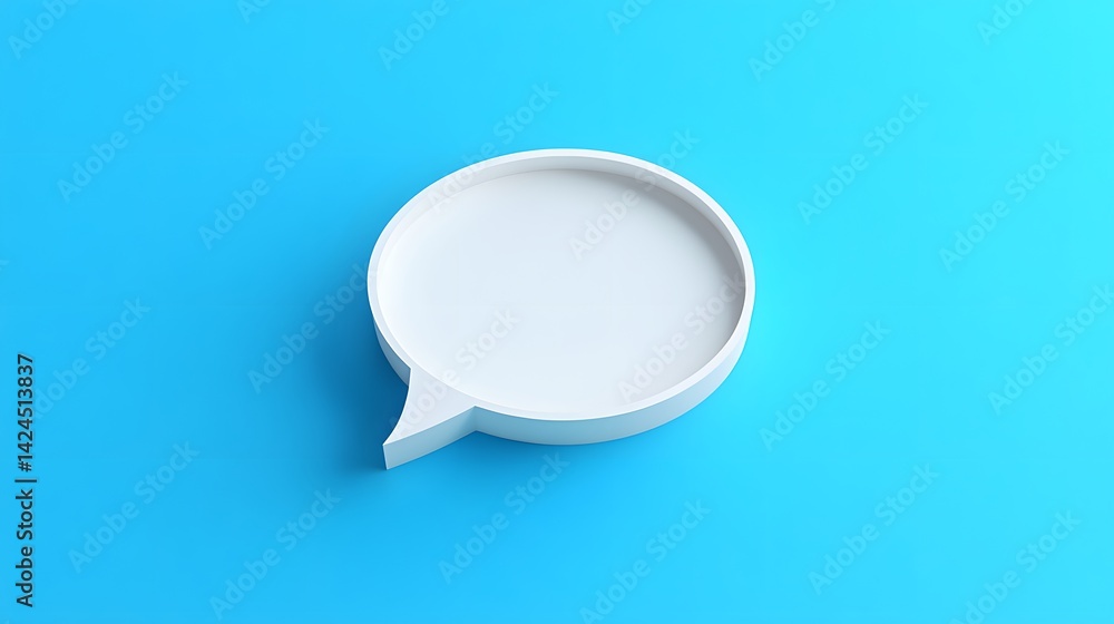 Poster White speech bubble floating on vivid blue background representing communication