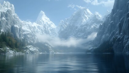 Snowy Mountain Lake View