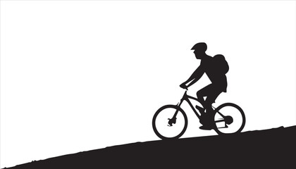A silhouette illustration shows a cyclist riding a bicycle, a common image in sport and recreation vectors