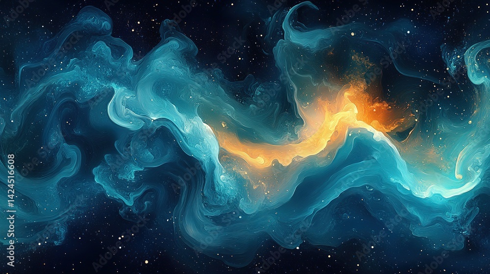 Poster abstract cosmic nebulae swirling in space. a dynamic display of celestial swirls and hues