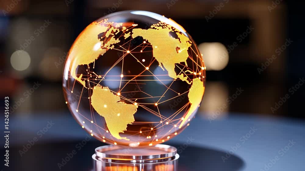 Poster global connectivity concept with network connections on egg shape