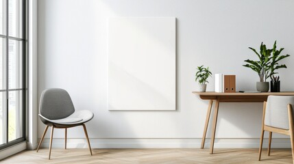 Minimalist White Wall with Elegant White Frame Showcasing Pure Simplicity