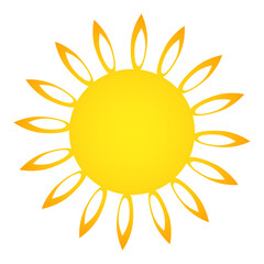 Yellow orange sun with rays isolated design image