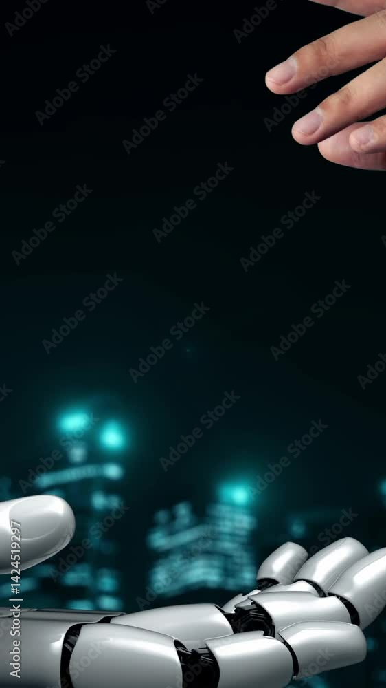 Poster futuristic robot artificial intelligence enlightening ai technology development and machine learning