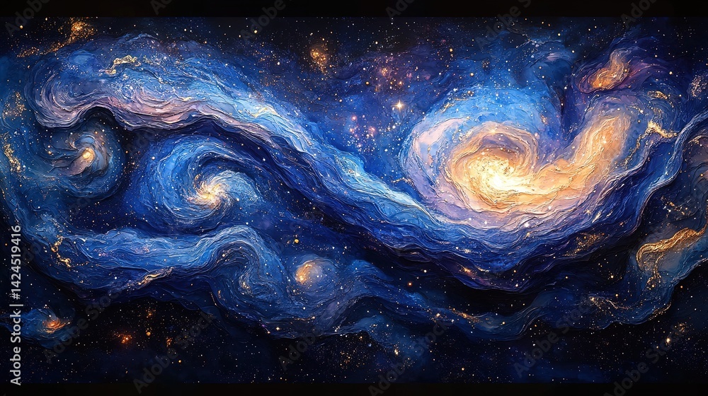 Poster cosmic swirls of nebulae in deep space