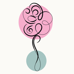 Abstract Floral Design with Pink and Teal Circles