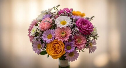Bouquet of Beautiful Mimosa Flowers on Soft Background