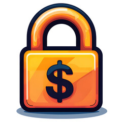 shiny orange padlock with dollar sign symbolizes financial security and protection. glossy design and vibrant colors convey sense of safety and trust