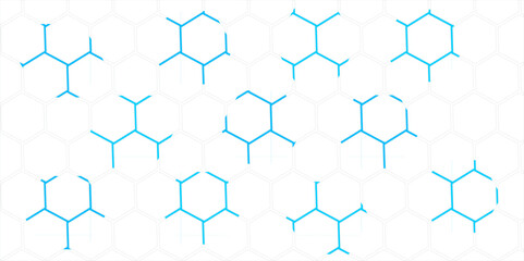 Seamless geometric hexagonal pattern with arrows in a modern blue design