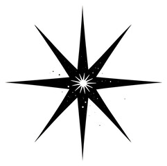 Fototapeta premium PNG A solid black blink star shape illustration graphic modern.