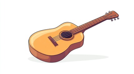 Fototapeta premium Acoustic guitar illustration, music, white background, website design