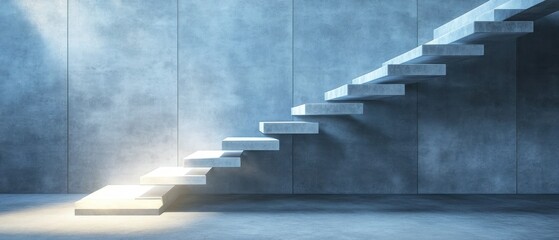 Fototapeta premium Abstract Concrete Staircase Ascending Towards Light