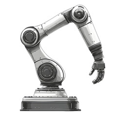 sleek robotic arm with metallic finish, showcasing advanced engineering and precision. design features articulated joints and mechanical hand, ideal for industrial automation