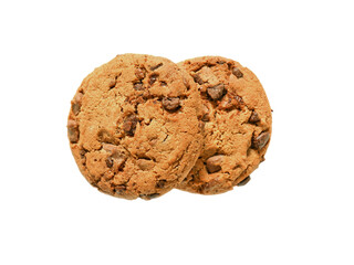 Chocolate chip cookies isolated on white background