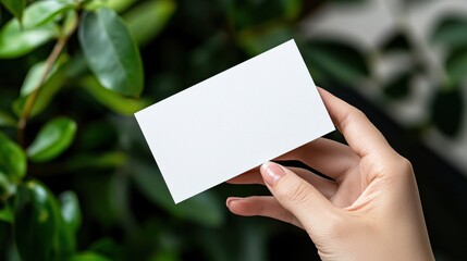 Person Holding White Business Card with Professional Intent in Focused Scene
