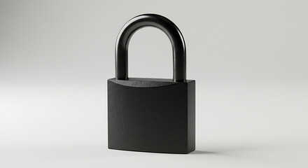 Fototapeta premium Closed Black Metal Padlock Isolated on White Background