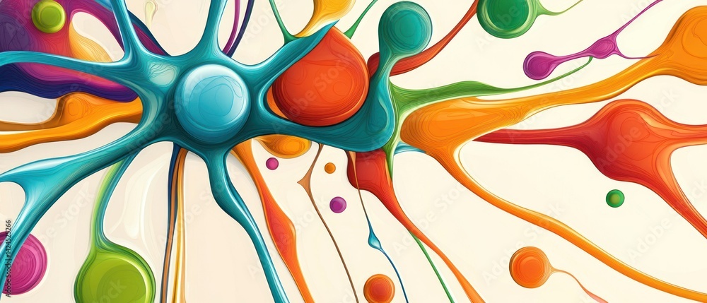 Poster abstract colorful paint splatter neuron design