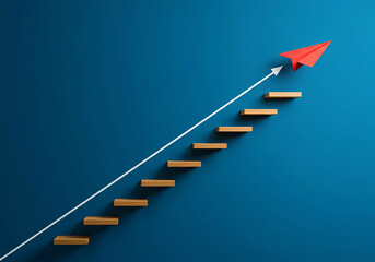 leadership and success stairs paper plane