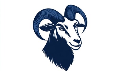 Majestic ram head, profile view, white background, logo design