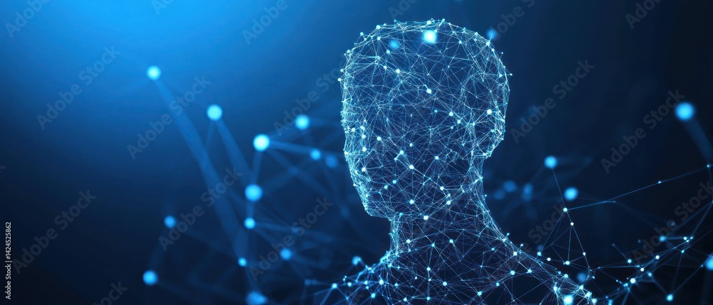 Poster digital human: abstract representation of artificial intelligence and the networked world