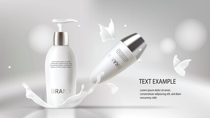 Milk cosmetics realistic vector illustration