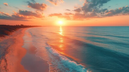 Serene ocean sunset seascape
