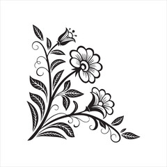 black and white floral corner design