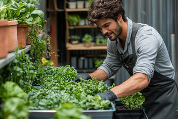 Person Enjoying Urban Rooftop Garden with Sustainable Greenery, eco friuendly Earth Day