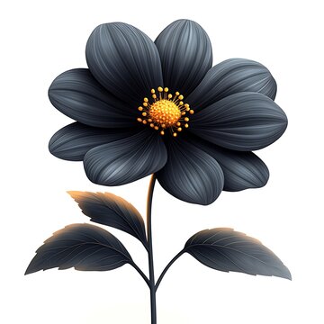 black flower with yellow center on white clip art preview