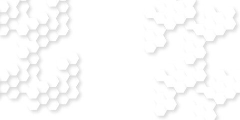 Abstract white hexagon concept background. Seamless bright white abstract honeycomb. Technology for design element vector abstract background.	