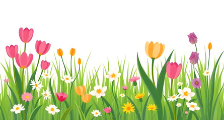 Fototapeta premium spring flowers and grass