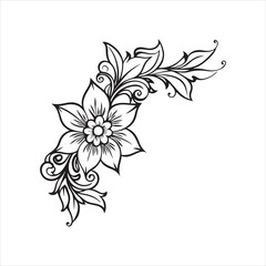 black and white floral corner design