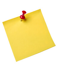 Sticky Yellow Note with Red Push Pin – Transparent PNG Background