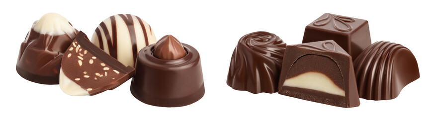 Chocolate candy isolated on white background with  full depth of field