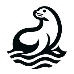 Fototapeta premium 흰 배경, 물개, 픽토그램 아트, jpeg (white background, Fur seal, pictogram art, jpeg)