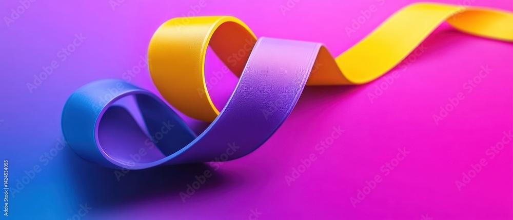 Poster abstract colorful ribbons in a dynamic composition