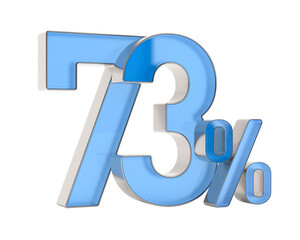 Seventy three percent on white background. Isolated 3D illustration