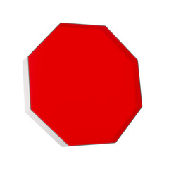 Red octagon on white background. Isolated 3D illustration