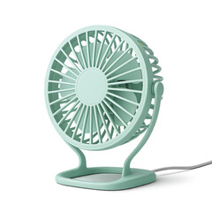 Pastel mint USB desk fan isolated on transparent background