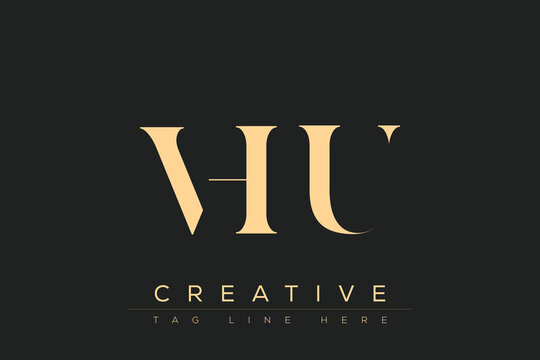 VHU abstract letter logo design. This logo is designed by three abstract letters.