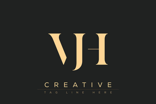 VJH abstract letter logo design. This logo is designed by three abstract letters.