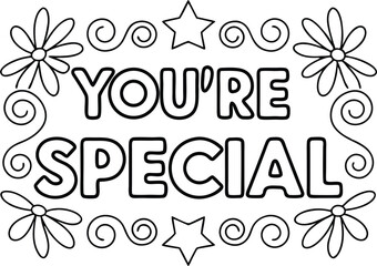 You are Special Text with Floral and Swirls Elements Isolated on White