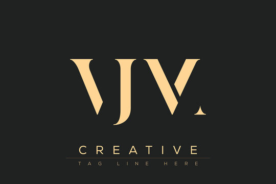 VJM abstract letter logo design. This logo is designed by three abstract letters.