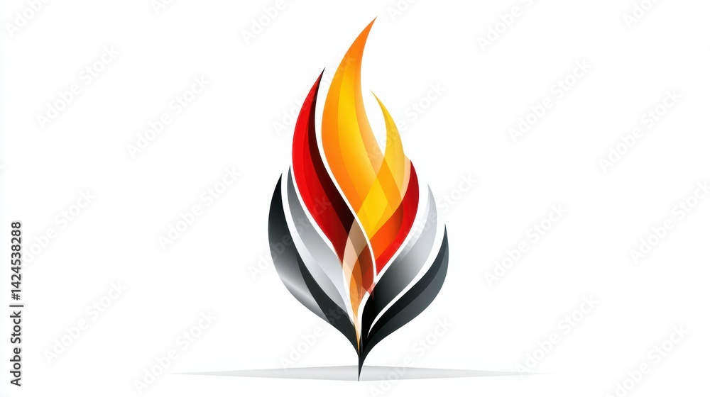 Poster flame rising from oil symbol representing energy identity in abstract design