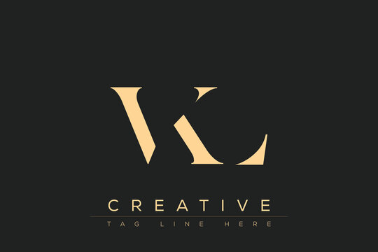 VKL abstract letter logo design. This logo is designed by three abstract letters.
