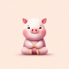 Obraz premium Adorable Pink Piglet Illustration on Light Pink Background